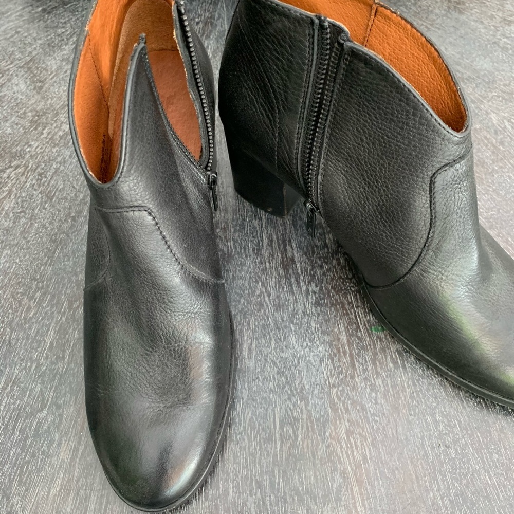 Black leather ankle boots